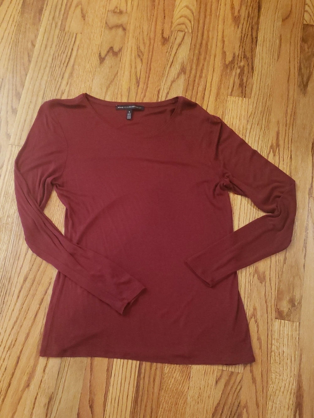 White House Black Market- Burgundy Lightweight Long Sleeve Top Size: M
